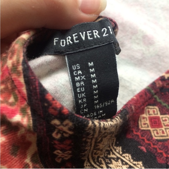 Fall Autumn Style Burgundy & Orange Long Sleeve Crop Top - Vintage Forever 21 - Picture 5 of 8